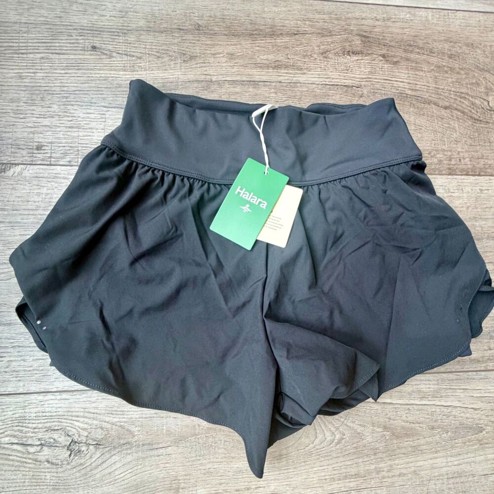 NWT Halara Running Active Gym Shorts Flowy Skorts Stretchy Black